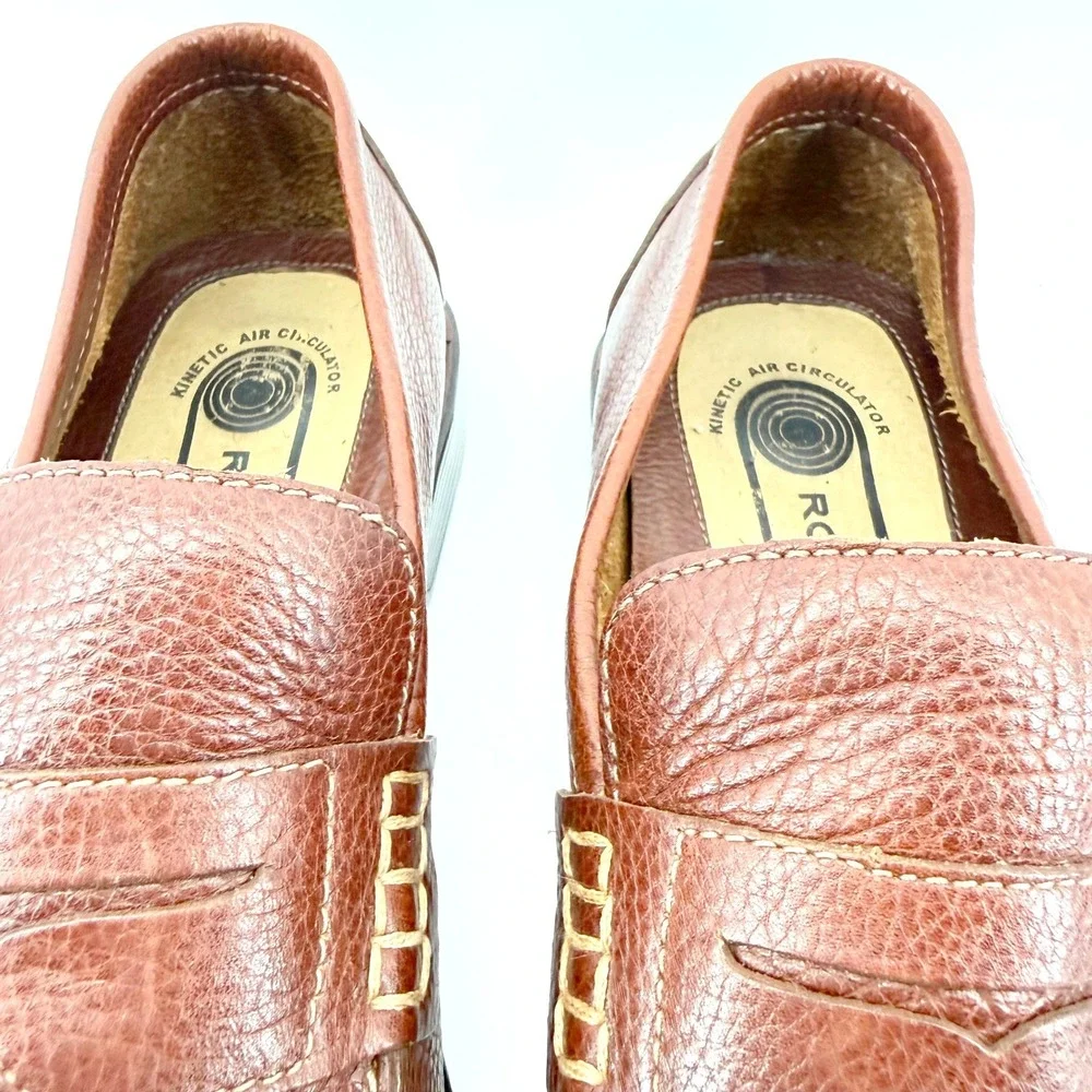 Rockport Penny Loafers Mens 12M Brown Leather Kinetic Air Circulator Lightweight